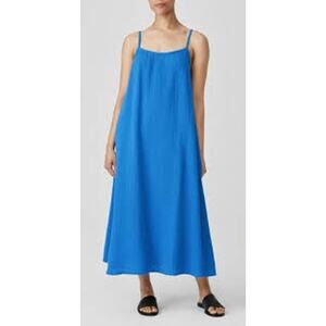 Eileen Fisher Cami Dress, 100% Organic Cotton Gauze Dress in Calypso, Sz M